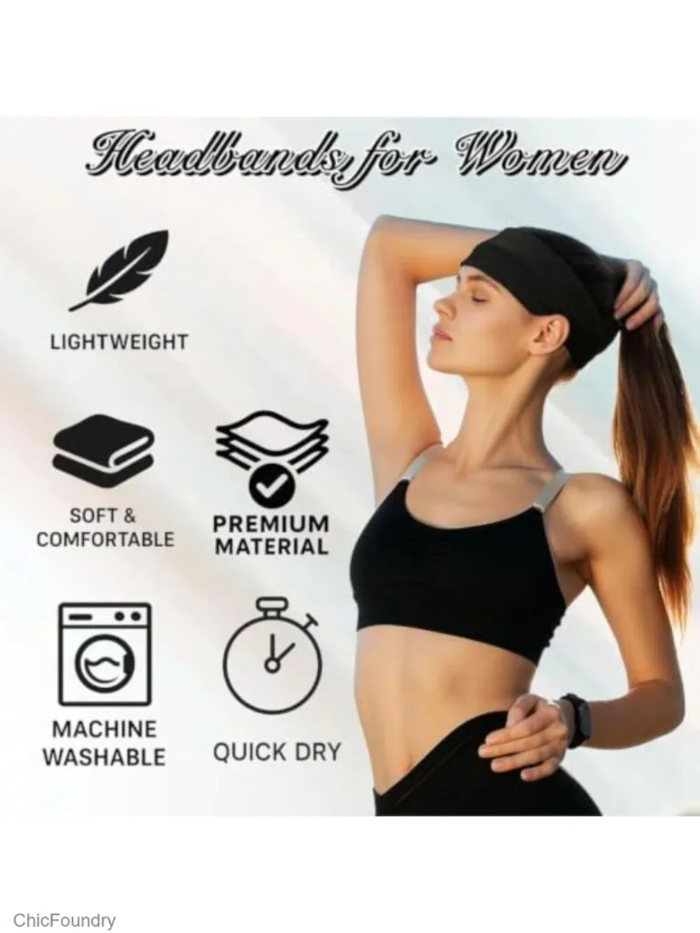 Non Slip Hair Headbands for Women - 25 Pack Multicolor Knit Elastic Bands
